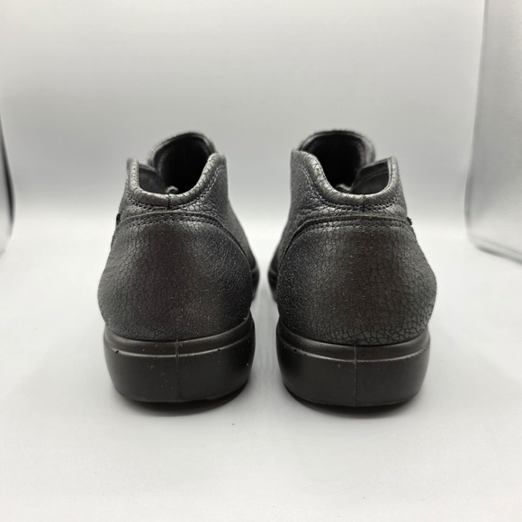 ECCO Bootie Womens 41 Gray Metallic Leather Extra Width Zipper Comfort Sneaker - Picture 6 of 15